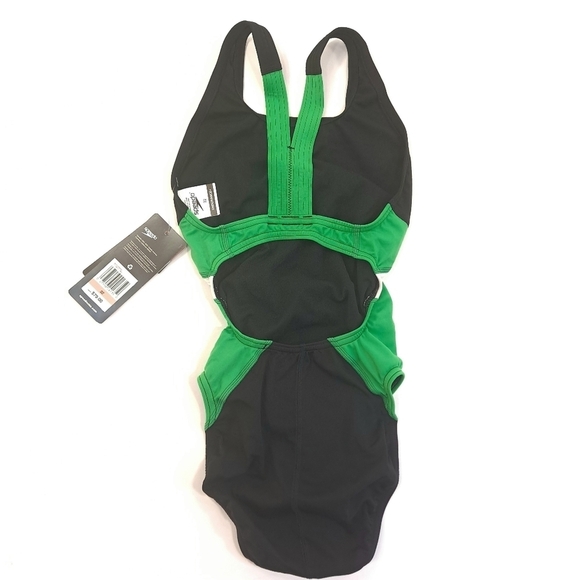 Speedo Womens One Piece Swimsuit Endurance+ Super Pro Team Black Green Sz 22 XXS - Picture 5 of 16